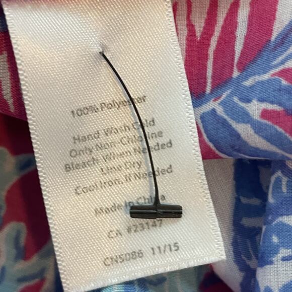 Talbots Coverup XS Pink Blue Shell Print Sheer Beach Blouse - Picture 9 of 9